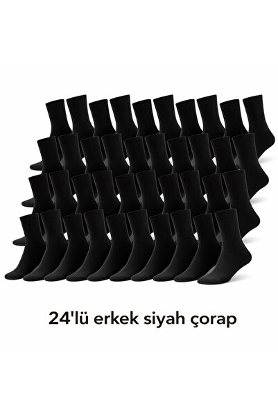Gökkuşağı Giyim 24'lü Uzun Siyah Erkek Çorap