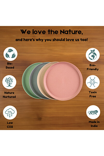 REuse 8 inch Reusable Round Plates | Set of 4 | Made from Coffee Husks | Mult...