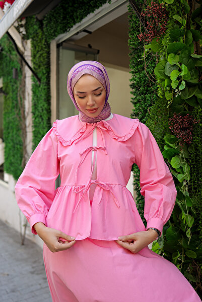 luazul بدلة تنورة بياقة الطفل