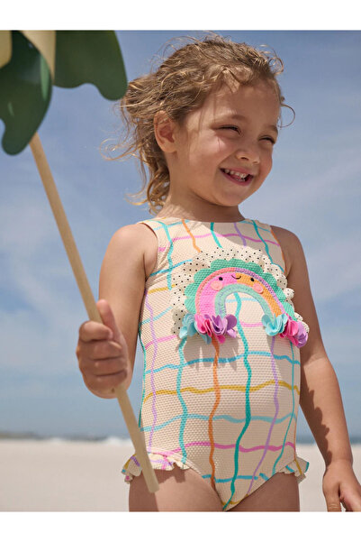 Next Baby One Piece Cream Rainbow Pattern Ruffle Swimsuit Alyw64362