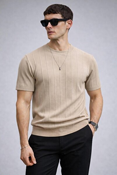 Lufian Men's Crew Neck Short Sleeve Summer Knitwear T-Shirt