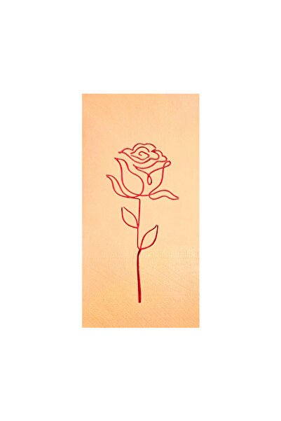 Story 33X33 cm Red Foil Rose Floral Patterned 16-Piece 1/8 Fold Powder Beige ...