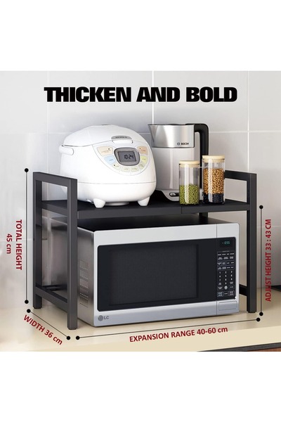 M SMART 2-Layer Adjustable Microwave Oven Rack-Expandable Steel Storage Rack ...