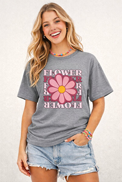 ArtYus Flower Printed Cotton Relaxed Fit Round Neck Unisex T-Shirt