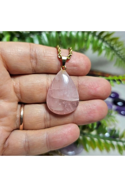 Singincraft Pink Quartz Natural Stone Necklace - 2- (Handmade Design Products)