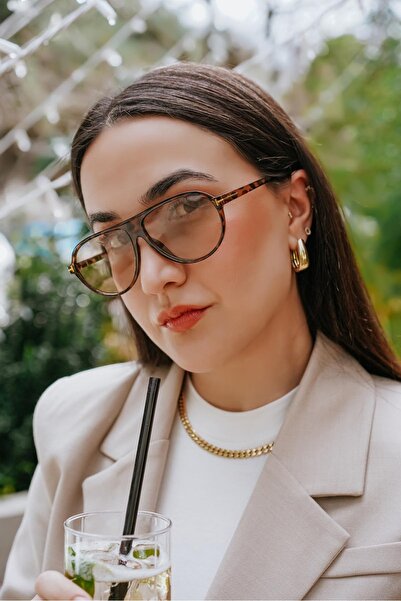 Stil Noktası Tf Leopard Frame Honey Color Glass Sunglasses