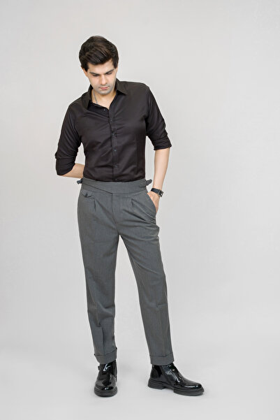 Himblet Classic Grey | Men’s High Waisted Dress Pants – Old Money Tailored Lu...