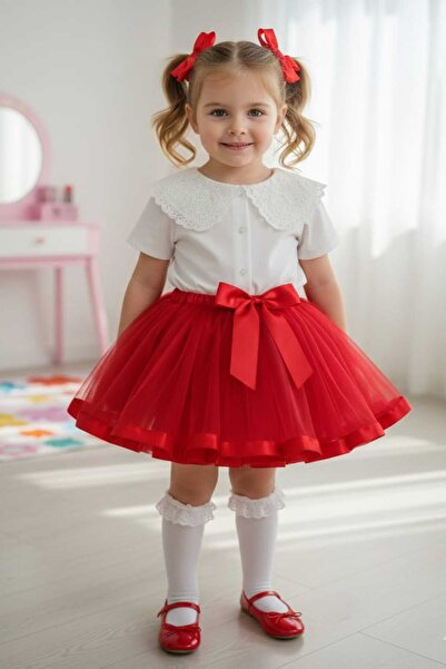 punicha Girl's Fluffy 23 April Birthday Special Day Tutu Skirt with Bow and R...