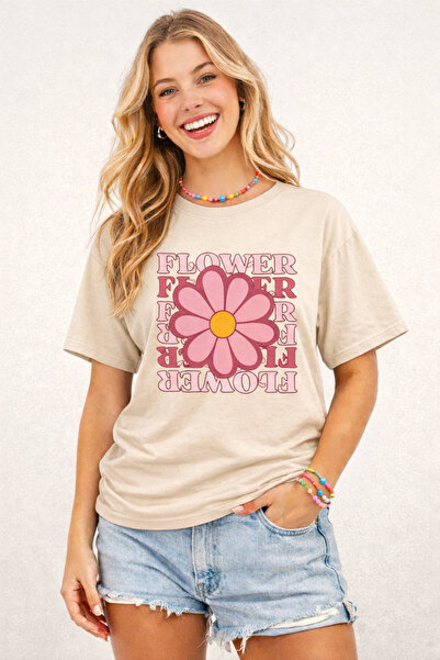 ArtYus Flower Printed Cotton Relaxed Fit Round Neck Unisex T-Shirt