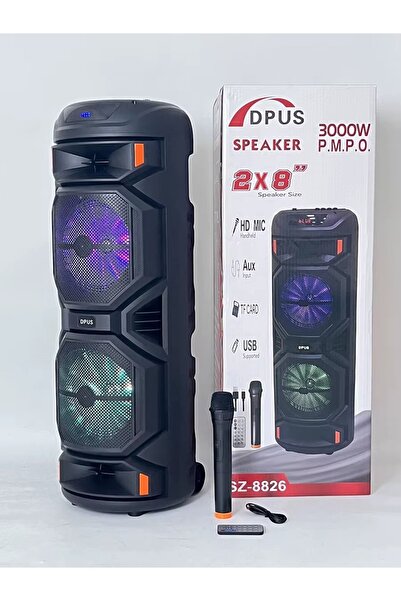 Generic SZ-8826 Dual 8" Portable Karaoke Speaker with Flash