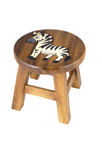 Five Store Wooden children's chair, hand-carved and painted, Zebra, 25 x 25 x...