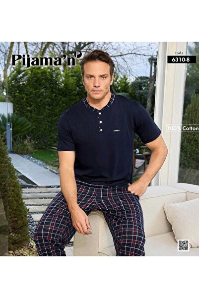 Pijaman 6310-8 Men's Single Jersey Cotton Short Sleeve Pajama Set