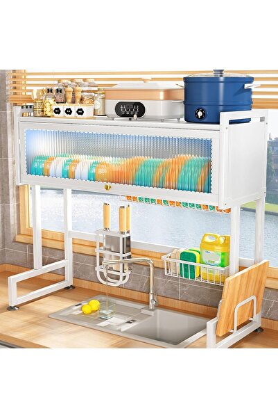 M SMART 3-layer over the sink dish drying rack space saving organizer with li...