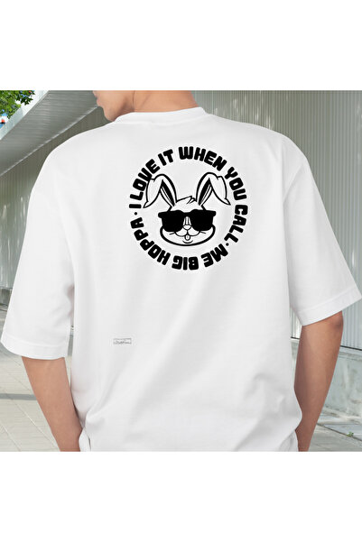 Etoile Studio Women's Men's Rabbit Printed Oversize White T-Shirt T-Shirt