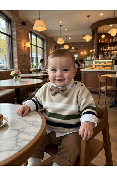 Concept Papyonlu triko çizgili 3lü takım