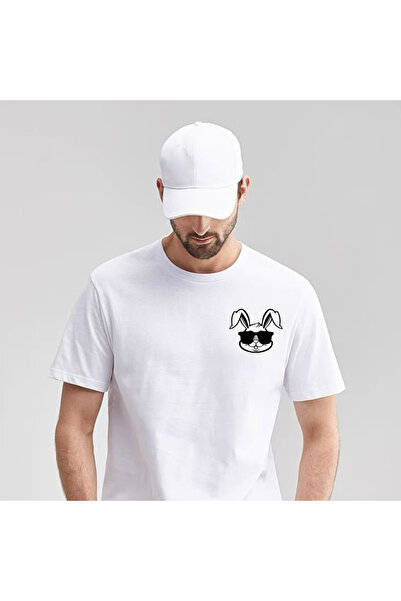 Etoile Studio Women's Men's Rabbit Printed Oversize White T-Shirt T-Shirt