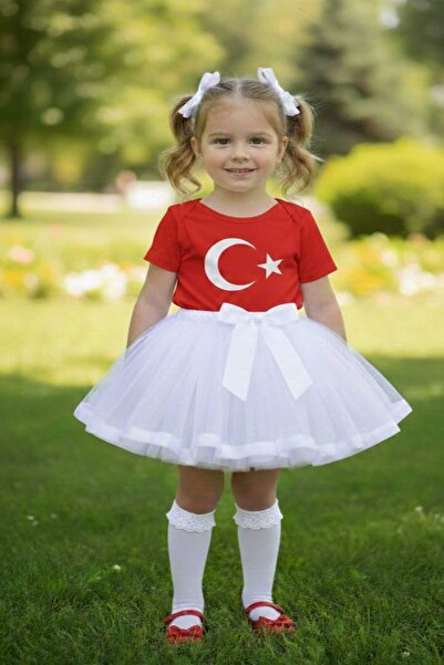 punicha Girl's Fluffy 23 April Birthday Special Day Tutu Skirt with Bow and R...