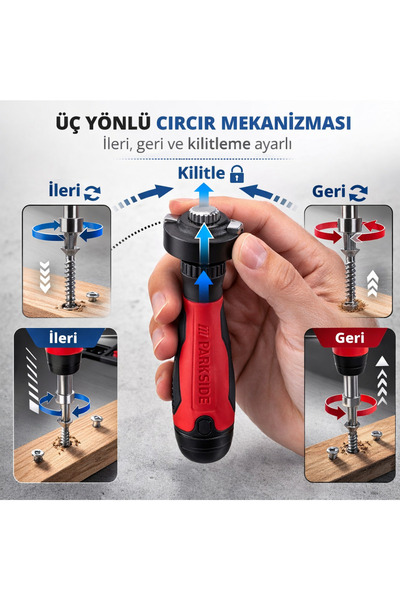 PARKSIDE Çok Amaçlı Cırcırlı Yüksek Torklu Mıknatıslı Tornavida Seti %100 Alman Tamir Seti Vidalama