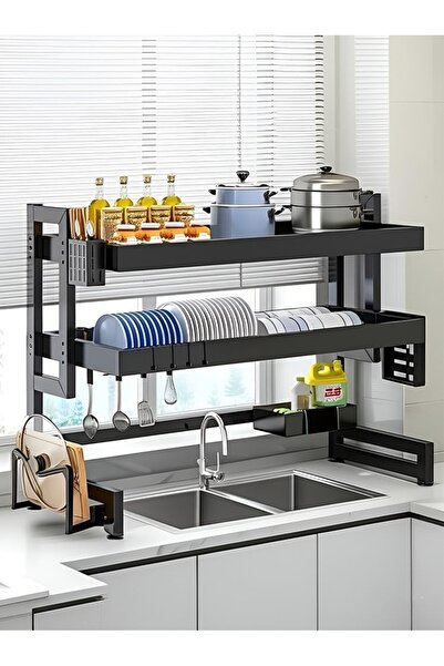 M SMART 2-Tier Over Sink Dish Drying Rack, Over Sink Plate and Cup with Cutle...