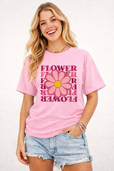 ArtYus Flower Printed Cotton Relaxed Fit Round Neck Unisex T-Shirt