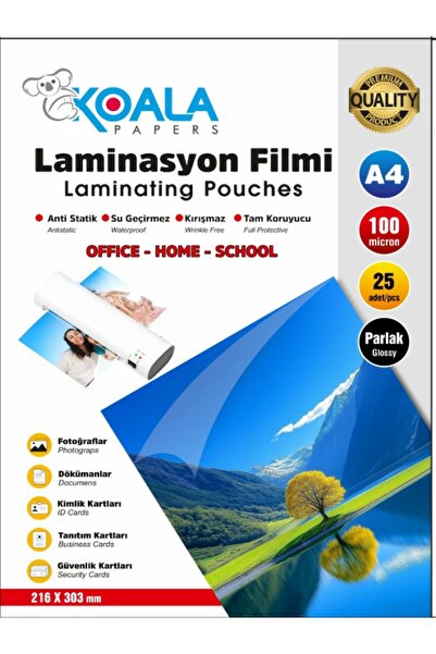 Koala Laminasyon Pres Filmi A4 216x303 Mm 100 Micron 10 Adet