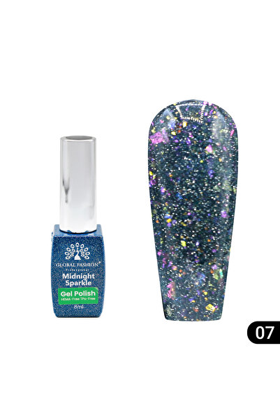 global fashion Midnight sparkle semi-permanent nail polish 8 ml, 07