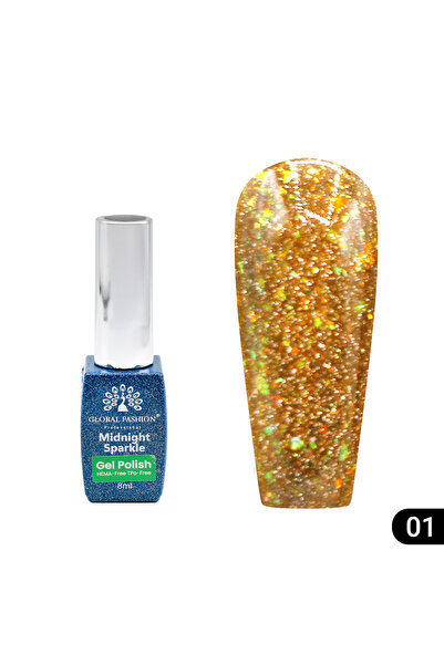 global fashion Midnight sparkle semi-permanent nail polish 8 ml, 01
