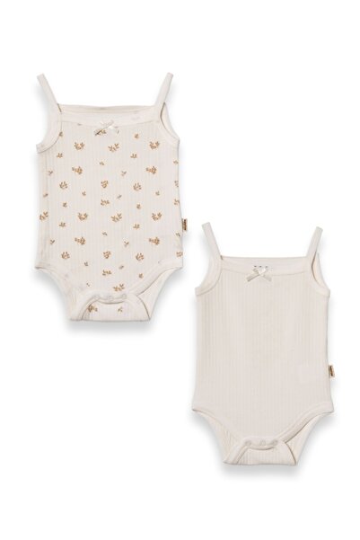 BabyCosy Organic Wear 2-Piece Baby Bodysuit Set with Straps and Snap Fastener...