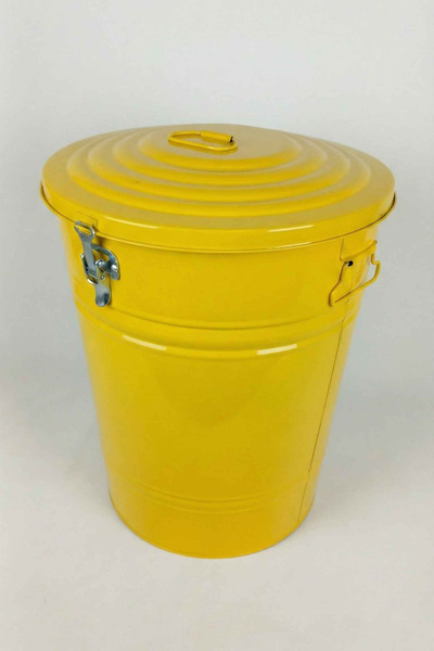 Desen Dekorasyon 40 Litre Kilitli Kapaklı Metal Çöp Kovası ve Dekoratif Çamaş...