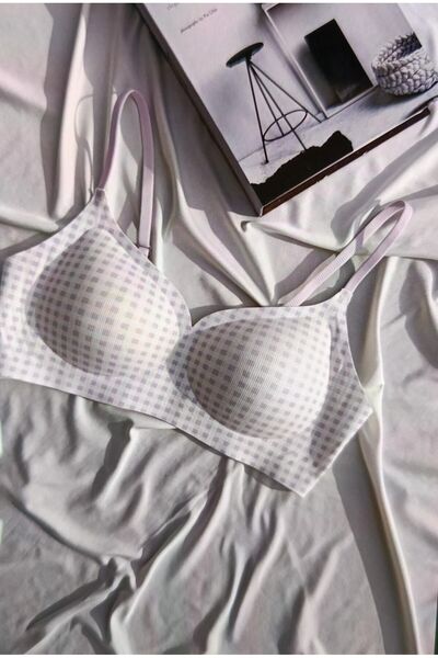 HAMA LOVE حمالة صدر رياضية مقطوعة بالليزر باللون الأرجواني المنقط