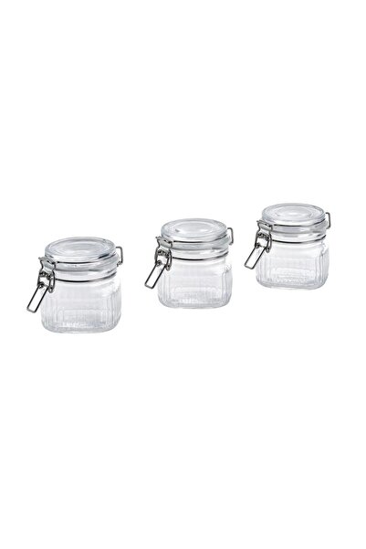 IKEA QUİCK 3 Adet Kavanoz Cam Hacim 130 ml 3'lü Set Sızdırmaz Kapaklı Mini Çi...