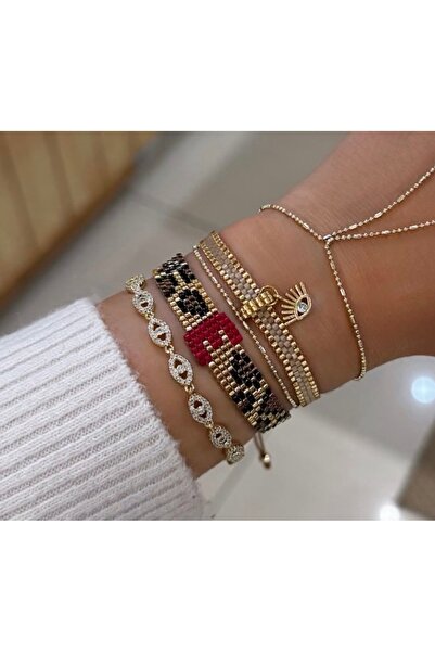 PAYE JEWELRY Leopar Desenli Harf Miyuki Bileklik