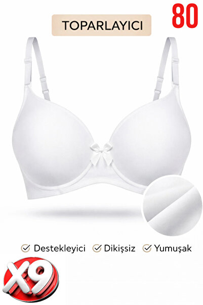 PRUSA İÇ GİYİM Women's Padded (Supported) Underwire Gathering White Bra X9 (9...