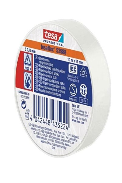 Tesa 53988 ELEC. TAPE 10M*15MM BEYAZ