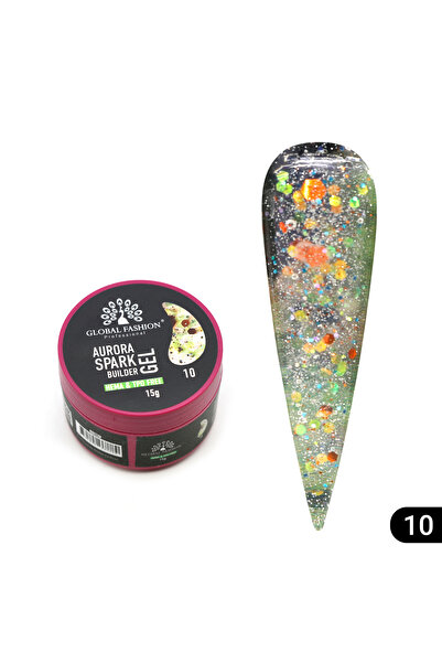 global fashion Nail modeling gel 15 gr, Aurora Spark Builder Gel 10