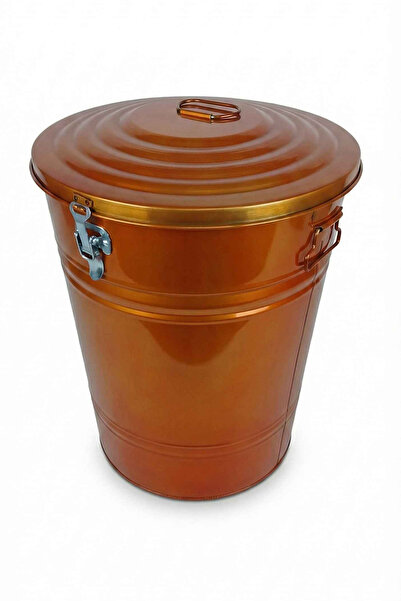 Desen Dekorasyon 40 Litre Kilitli Kapaklı Metal Çöp Kovası ve Dekoratif Çamaş...