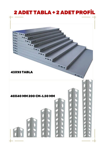 ALANRAF 2 Adet 43x93 Galvaniz Tabla + 2 Adet 1.5 mm 200 cm Galvaniz Çelik Raf...