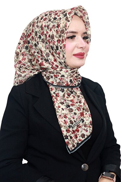 locella Cotton Soft Scarf Hand-Sewn Crispy Flower Pattern