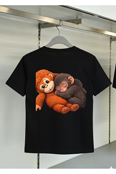 playwear Gündem Sevimli Mother Love Monkey BACK Μπλουζάκι με στάμπα κανονικής...