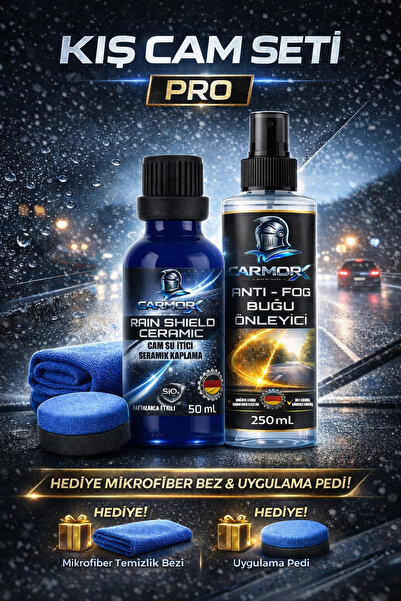 CARMORX Pro Kış Cam Seti — Buğu Önleyici + Cam Su İtici Seramik | Yağmur Kayd...