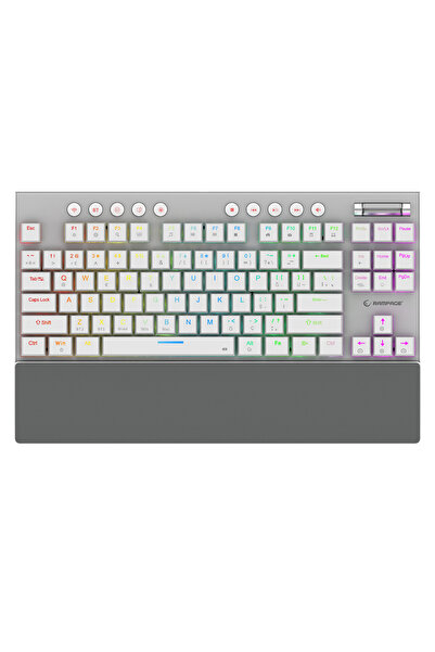 Rampage TKL 2.4Ghz+Bluetooth Kablosuz Slim Low Profile RGB Mekanik Red Switch...