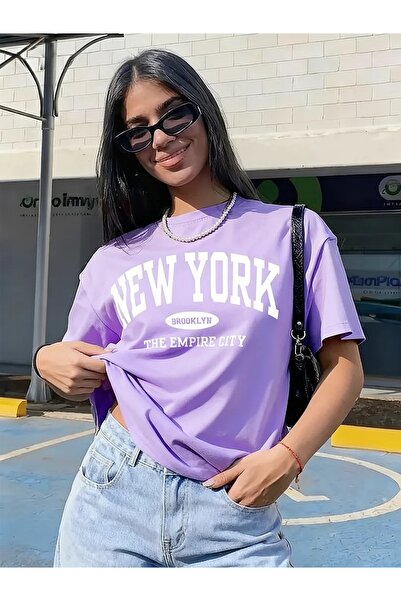 mercoledi New York Empire Printed Unisex Oversize Comfortable Basic T-Shirt