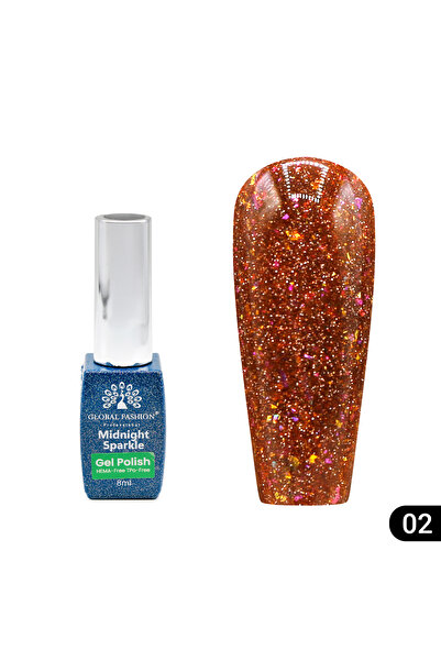 global fashion Midnight sparkle semi-permanent nail polish 8 ml, 02
