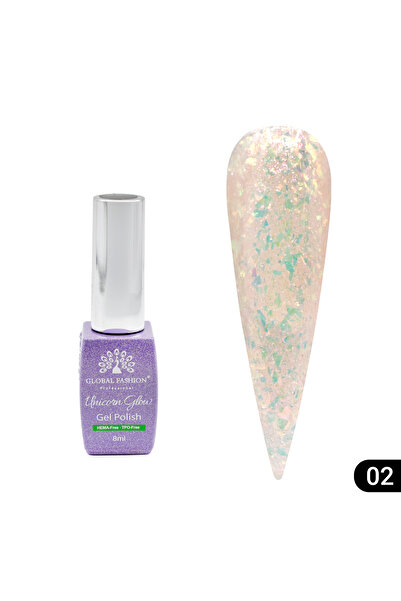 global fashion Semi-permanent nail polish Unicorn Glow 8 ml, 02