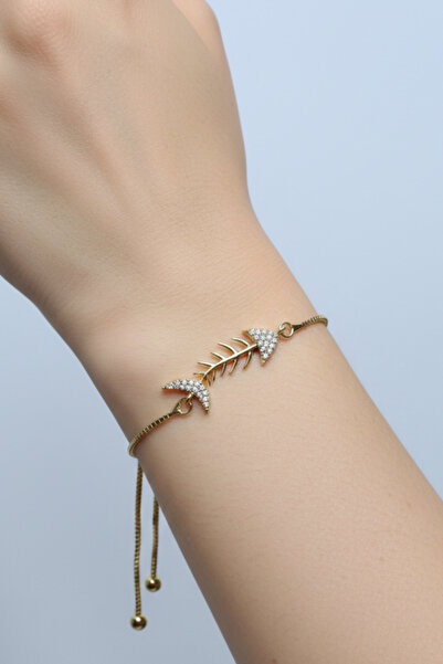 takimaster سوار فولاذي للإlevator مزين بأشكال عظام السمك الذهبية وحجر الزركون