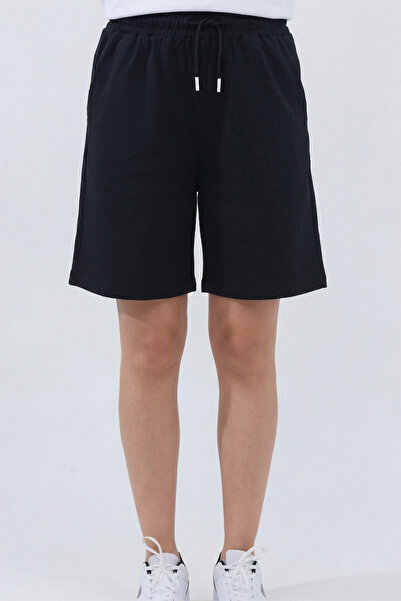 Veleno Women's Black Oversize Relaxed Bermuda Shorts Comfortable Fit