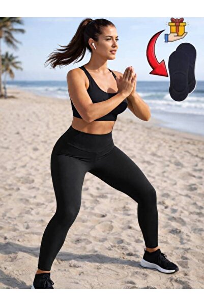 Velora Shopping Şardonsuz Kadın Push Up Toparlayıcı Spor Taytı Yüksek Bel Şek...