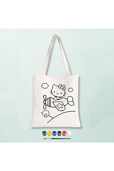 Cemira Hello Kitty Temalı Boyanabilir Boyalı Çanta Seti - Çocuklar İçin Uçak ...