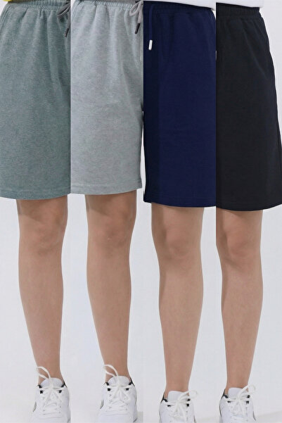 Veleno Women's 4-Piece Advantageous Pack Oversize Relaxed Bermuda Shorts Comf...