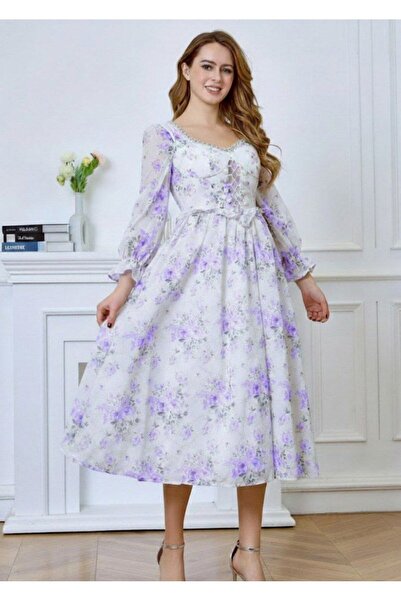 alqarat Arya Classic Floral Summer Midi Dress